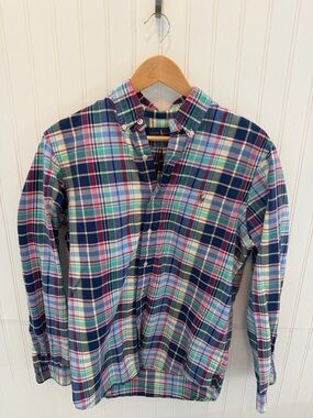 Ralph Lauren Classic Fit Multi Color Plaid Oxford Long Sleeve Shirt Size M